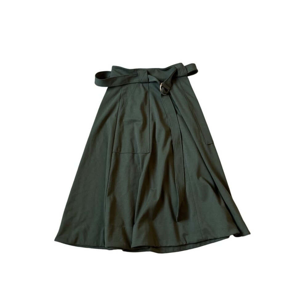 Banana Republic Women's Green‎ Belted Midi Flare Skirt Wicked Size 0 Rayon
